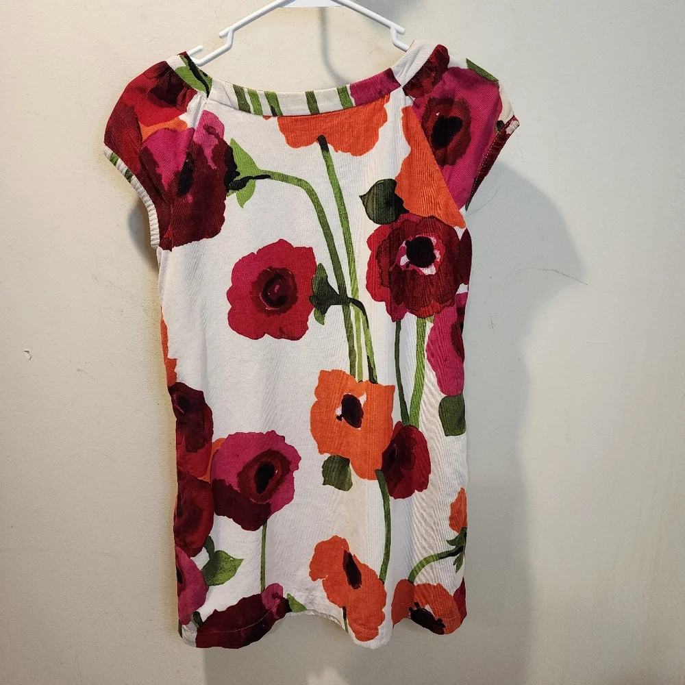 GAP  Corduroy Girls Dress W/ large Poppy Floral And Cap Sleeve L(10)